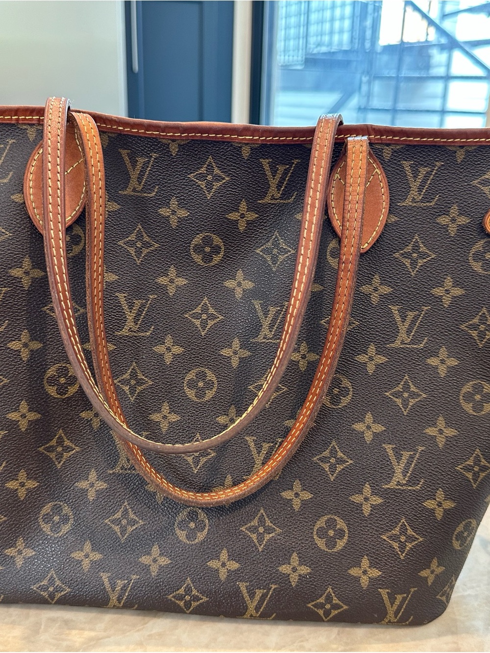 Louis Vuitton Monogram Canvas Tote in Brown with Tan Trim - Picture 14 of 16